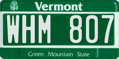 VT license plate WHM807