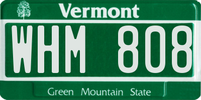 VT license plate WHM808
