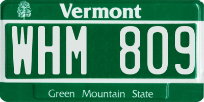VT license plate WHM809