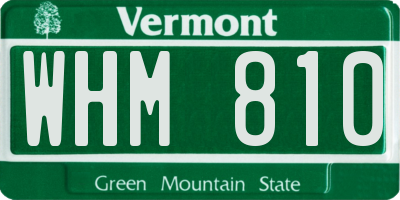 VT license plate WHM810