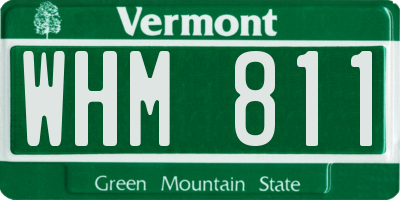 VT license plate WHM811