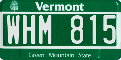 VT license plate WHM815