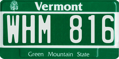 VT license plate WHM816