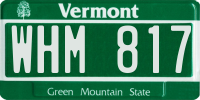 VT license plate WHM817