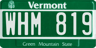 VT license plate WHM819