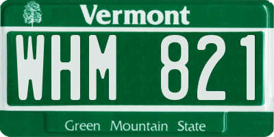 VT license plate WHM821