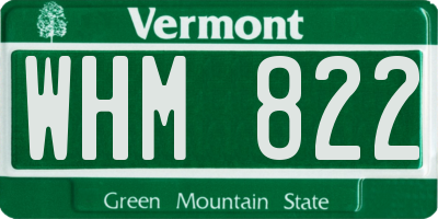 VT license plate WHM822