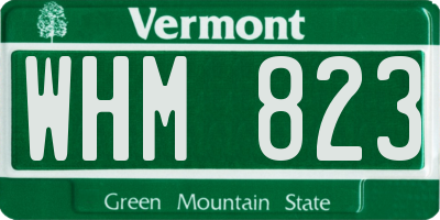 VT license plate WHM823