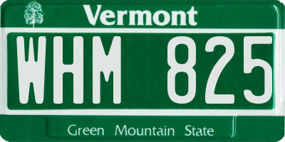 VT license plate WHM825