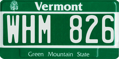 VT license plate WHM826