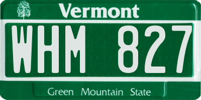 VT license plate WHM827
