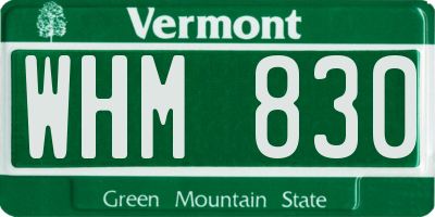 VT license plate WHM830