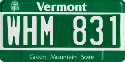 VT license plate WHM831