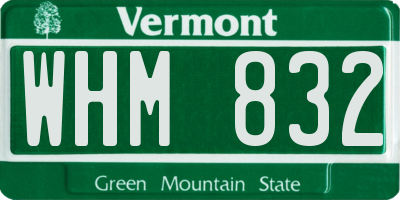 VT license plate WHM832