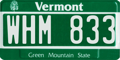VT license plate WHM833