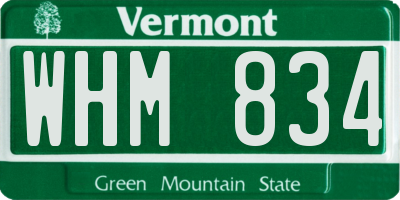 VT license plate WHM834
