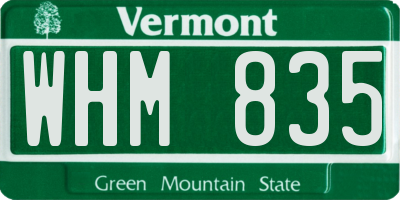 VT license plate WHM835
