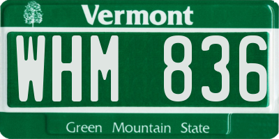 VT license plate WHM836