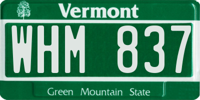 VT license plate WHM837