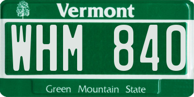VT license plate WHM840