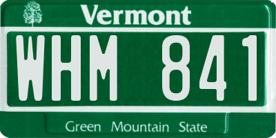VT license plate WHM841