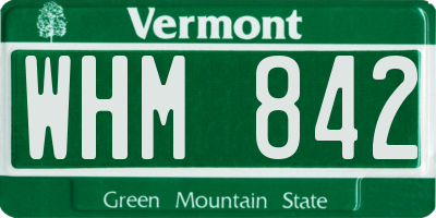 VT license plate WHM842