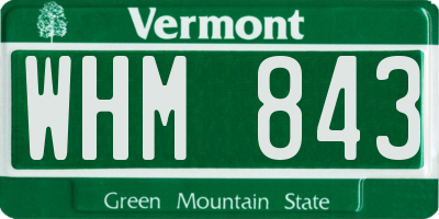 VT license plate WHM843