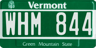 VT license plate WHM844
