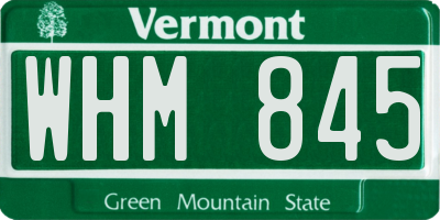 VT license plate WHM845