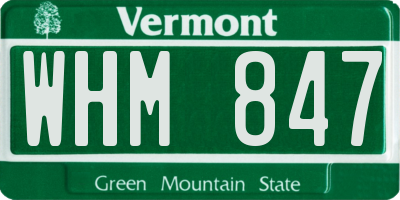 VT license plate WHM847