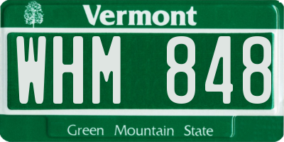 VT license plate WHM848