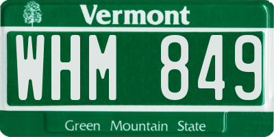 VT license plate WHM849
