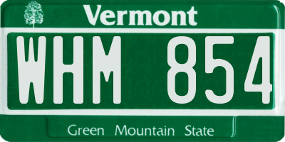 VT license plate WHM854