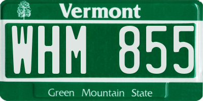 VT license plate WHM855