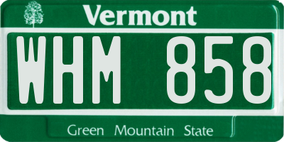 VT license plate WHM858