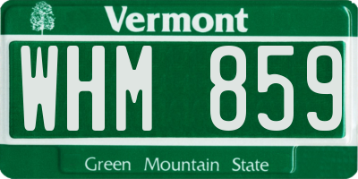 VT license plate WHM859