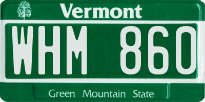 VT license plate WHM860