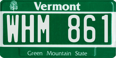 VT license plate WHM861