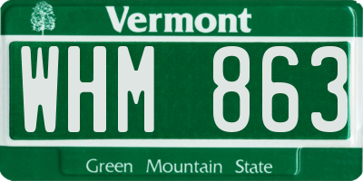 VT license plate WHM863