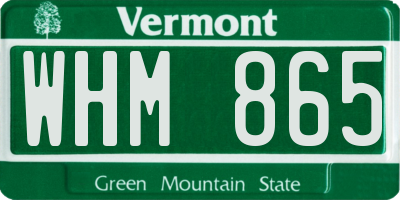 VT license plate WHM865