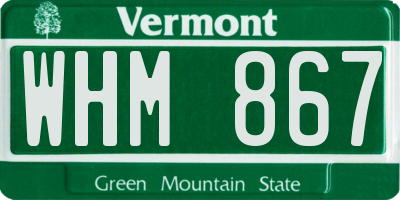 VT license plate WHM867