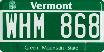 VT license plate WHM868