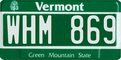 VT license plate WHM869