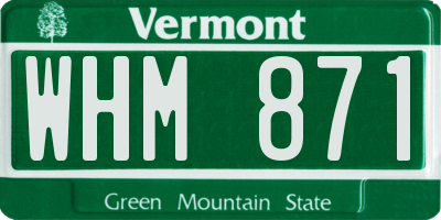 VT license plate WHM871