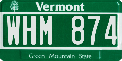 VT license plate WHM874
