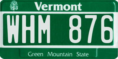 VT license plate WHM876