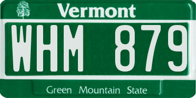 VT license plate WHM879