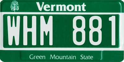 VT license plate WHM881