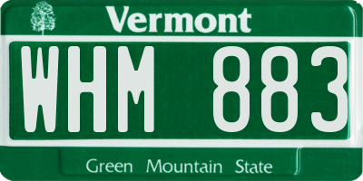VT license plate WHM883