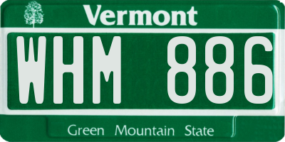 VT license plate WHM886